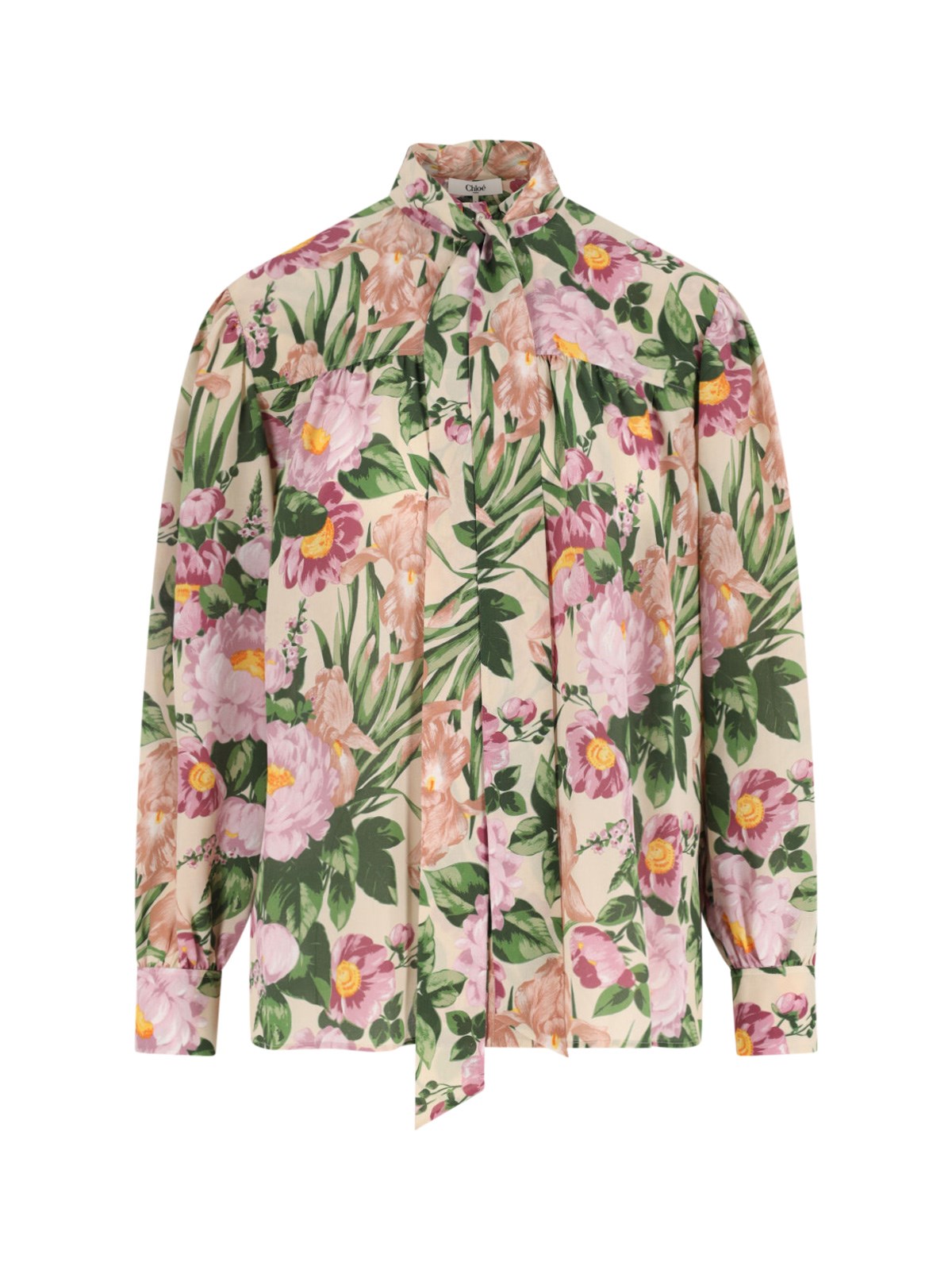Chloé Chloe Printed Crepe Shirt In Multi