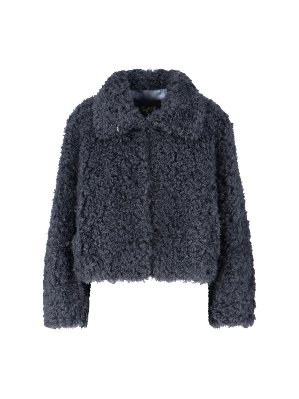 Seafarer Structured Grey Jacket With High Collar And Zipper Closure In Gray