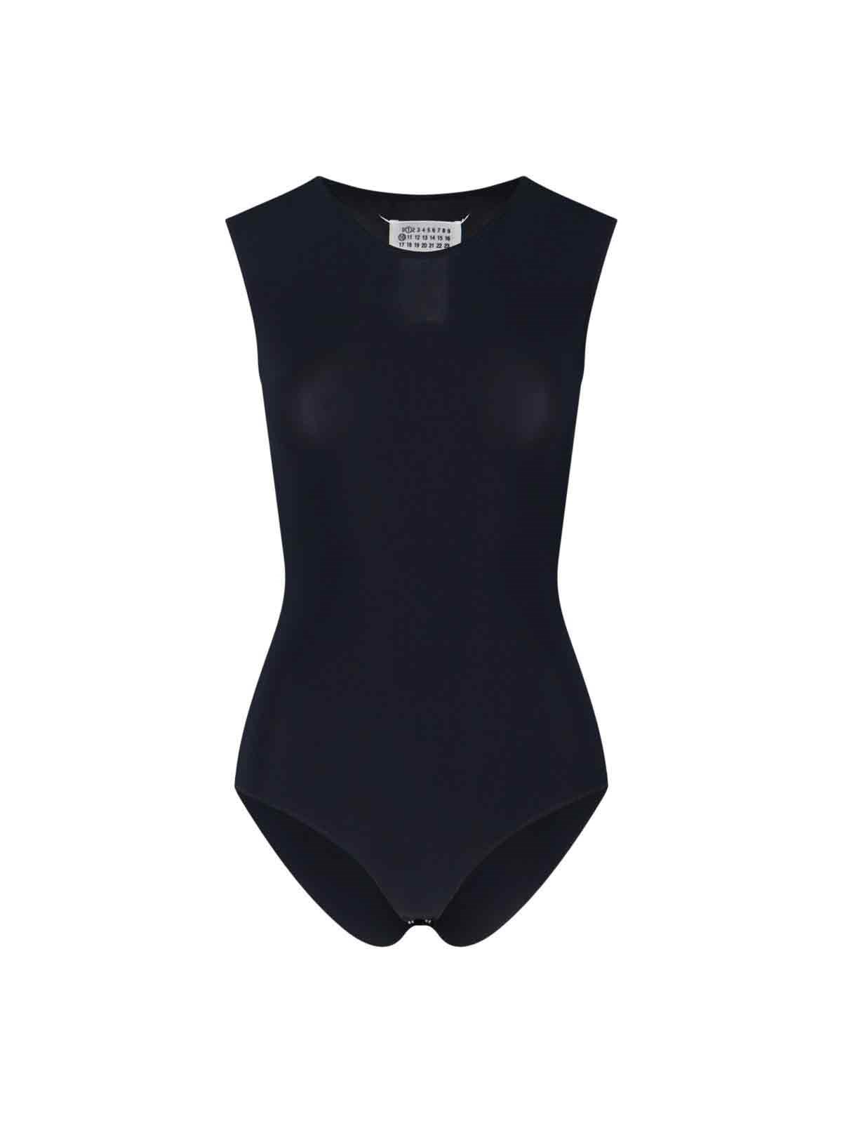 Maison Margiela High Neck Bodysuit With Minimalist Design And Unique Back Detail In Black