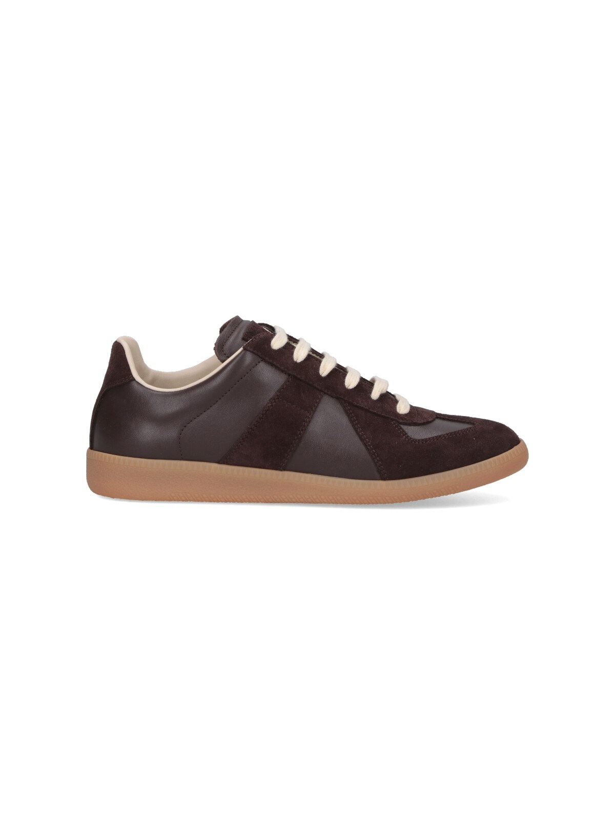 Maison Margiela Low Top Leather Sneakers With Round Toe In Multi
