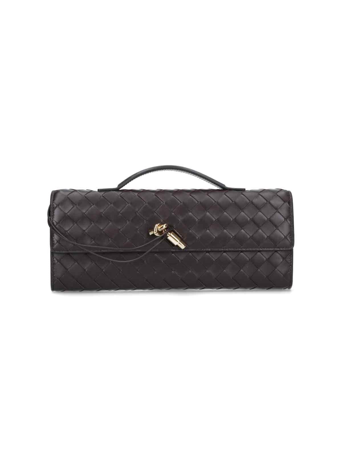 Bottega Veneta Pouch With "andiamo Clutch" Handle In Brown