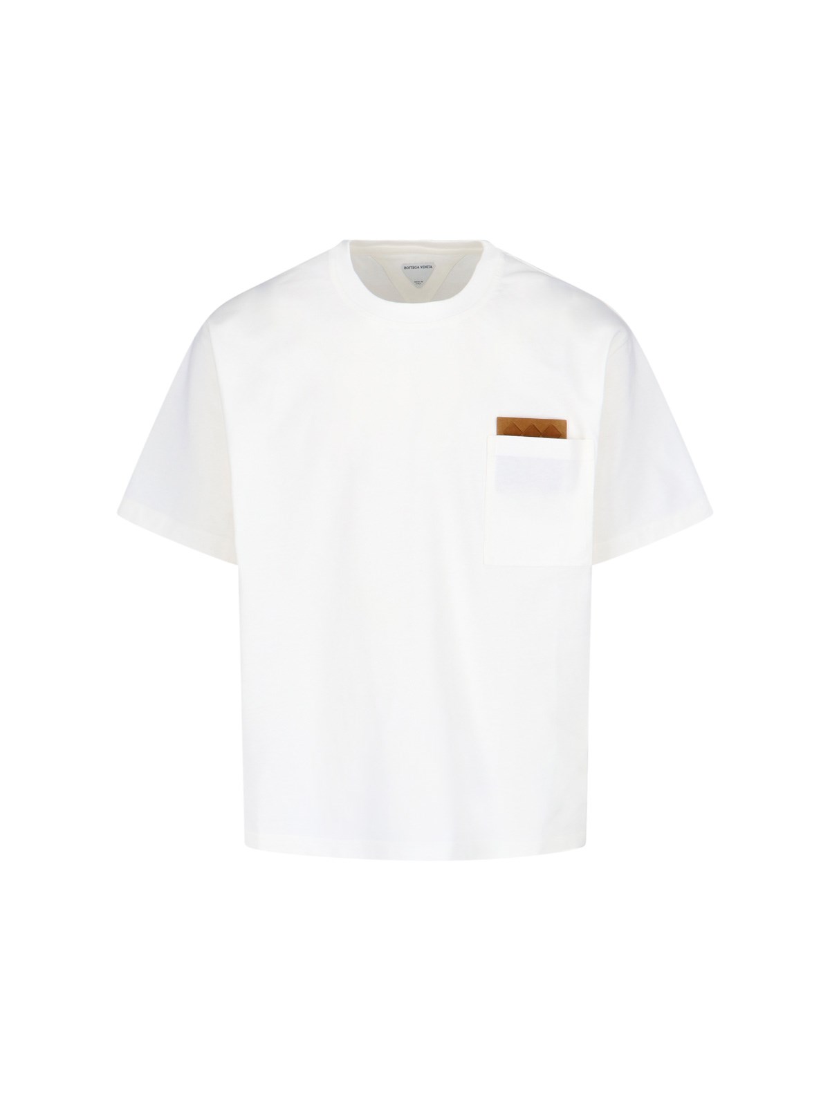 Bottega Veneta Pima Cotton T-shirt With Suede Patch In White