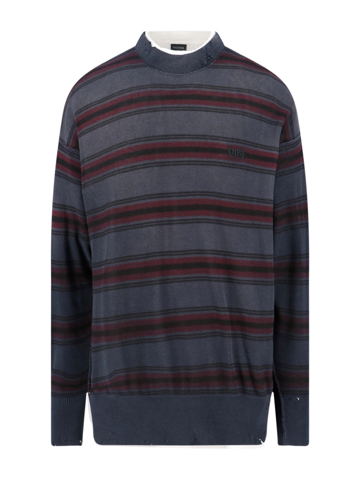 Balenciaga Striped Crewneck Sweater Long Sleeves In Multi