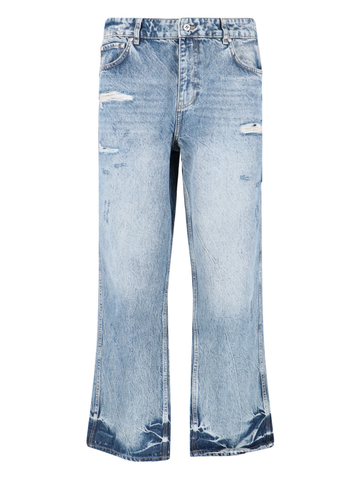 Represent Straight Leg Trousers With Distressed Style In Blue