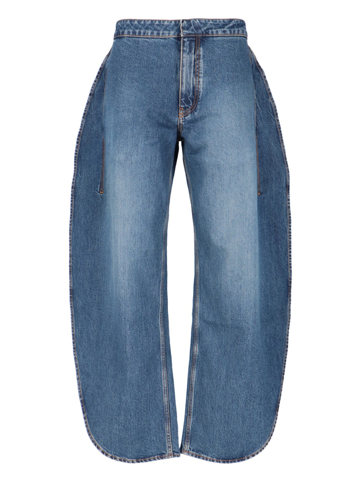 Alaïa Round Stretch Mid-rise Wide-leg Jeans In Blue