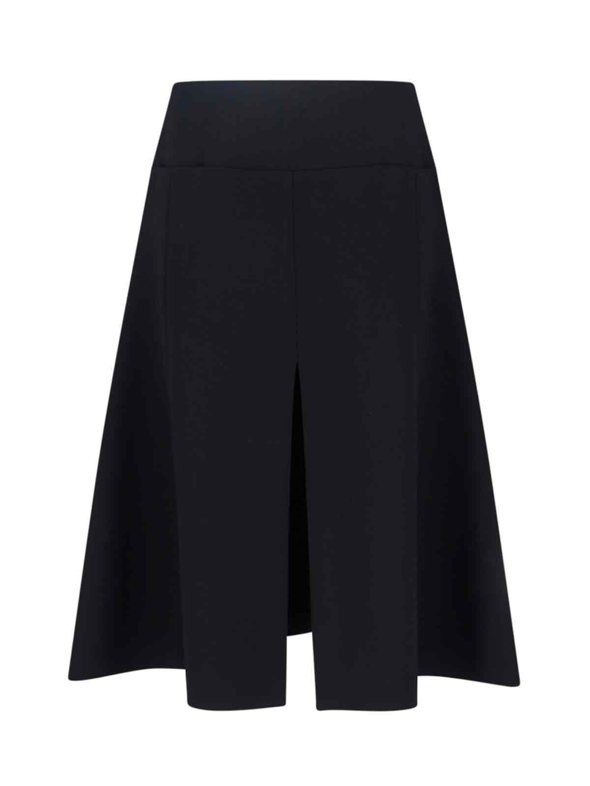 Alaïa Midi Flared Knit Skirt High Waist In Black