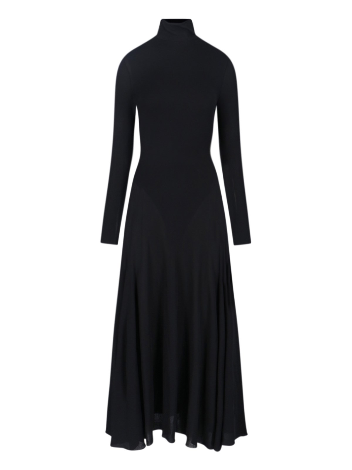 Alaïa Heart Cutout Turtleneck Long-sleeve Maxi Dress In Black