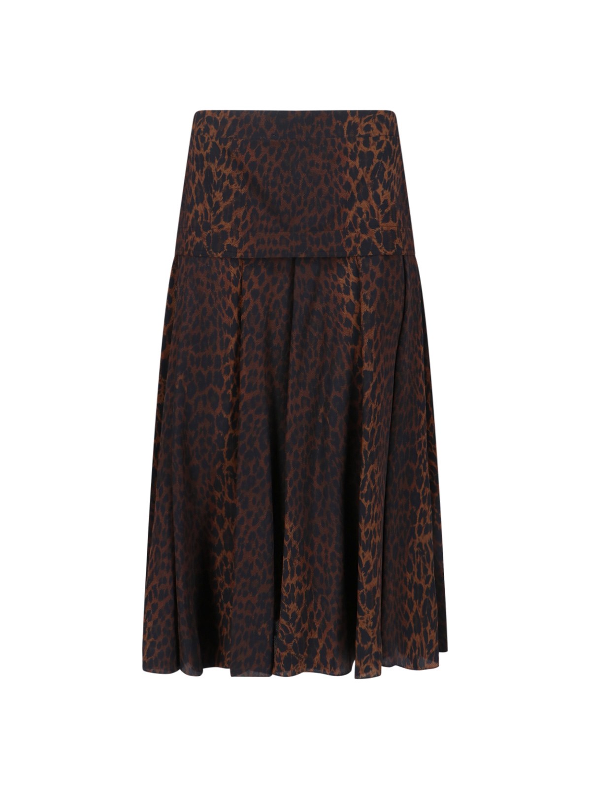 Balenciaga Godet-panelled Silk-crepe Midi Skirt In Animal Print