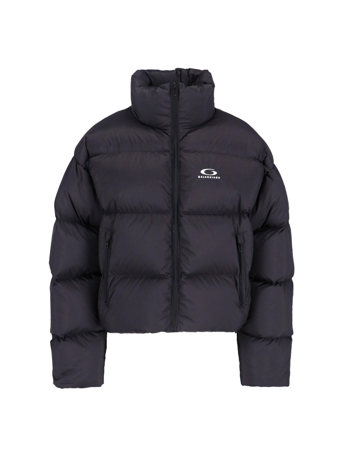 Balenciaga Logo Down Jacket In Black