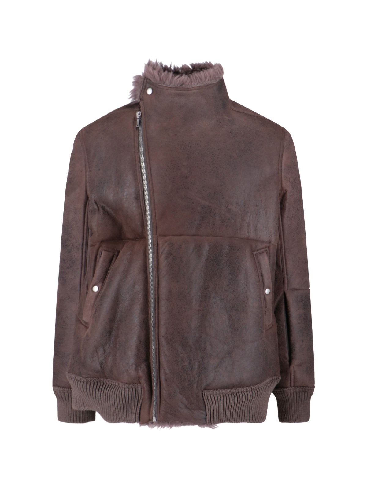 Rick Owens Lamb Leather And Shearling Jacket In Brown