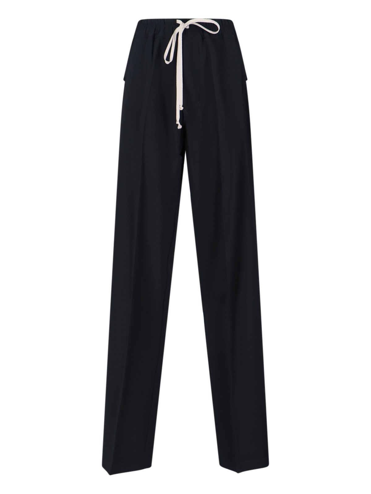 Rick Owens Straight Trousers With Button And Flap Pockets In Black