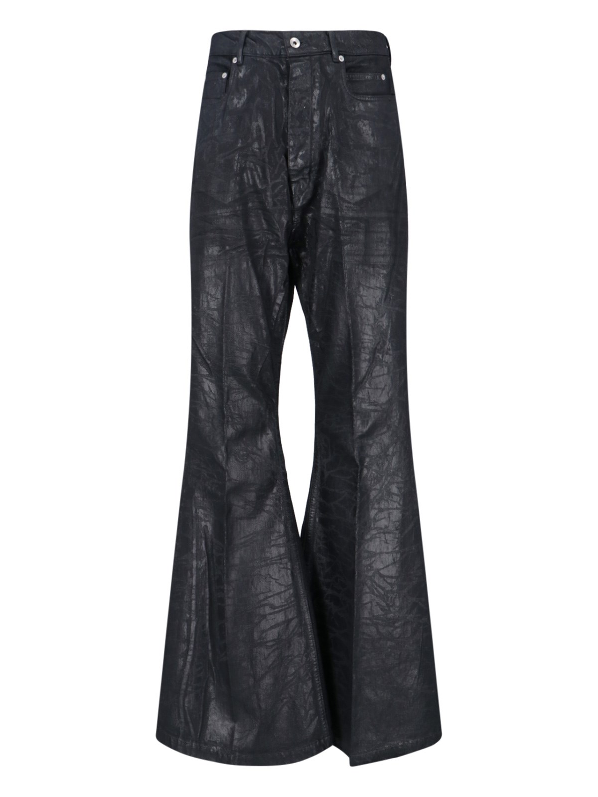 Rick Owens Flared Full Length Trousers With Belt Loops In Black