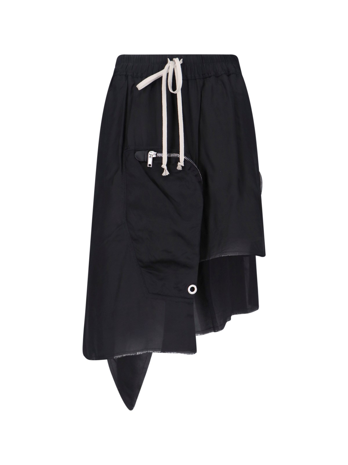 Rick Owens Womens Black Dracca Asymmetric-hem Wool Midi Skirt In Black