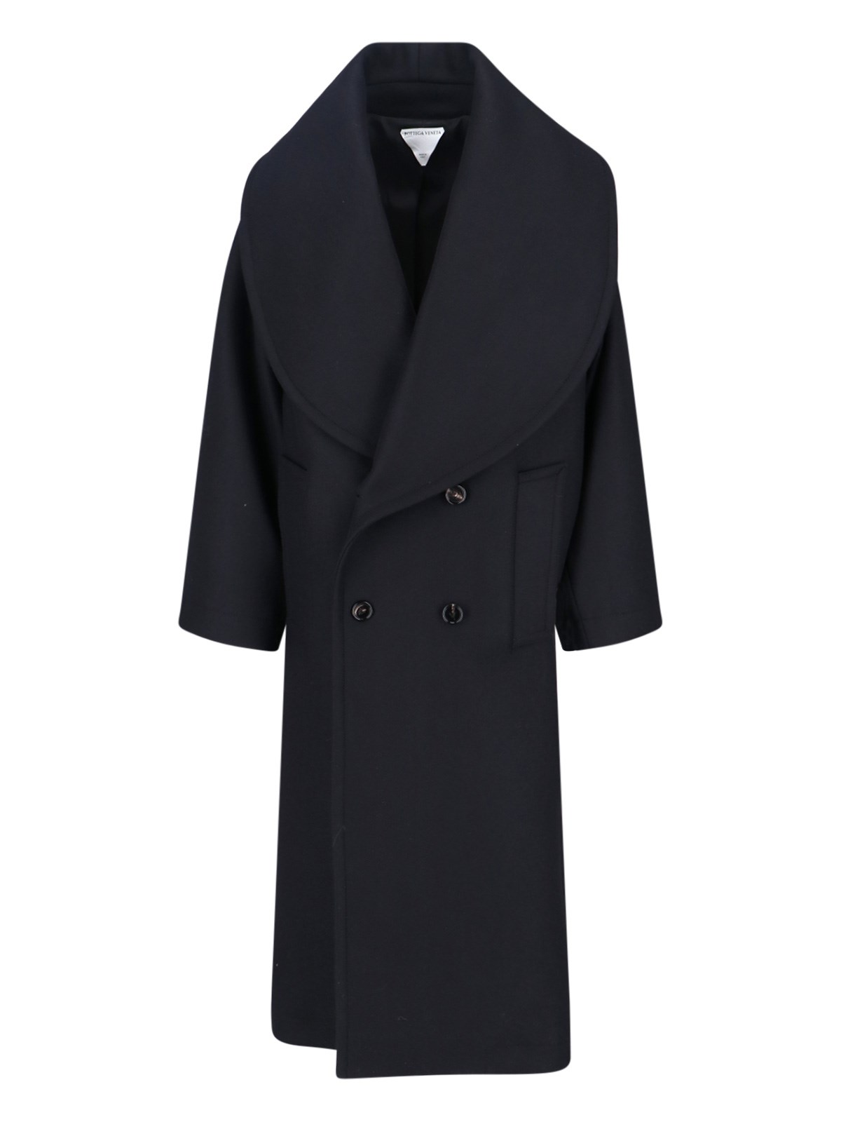 Bottega Veneta Double-breasted Wool Coat In Black