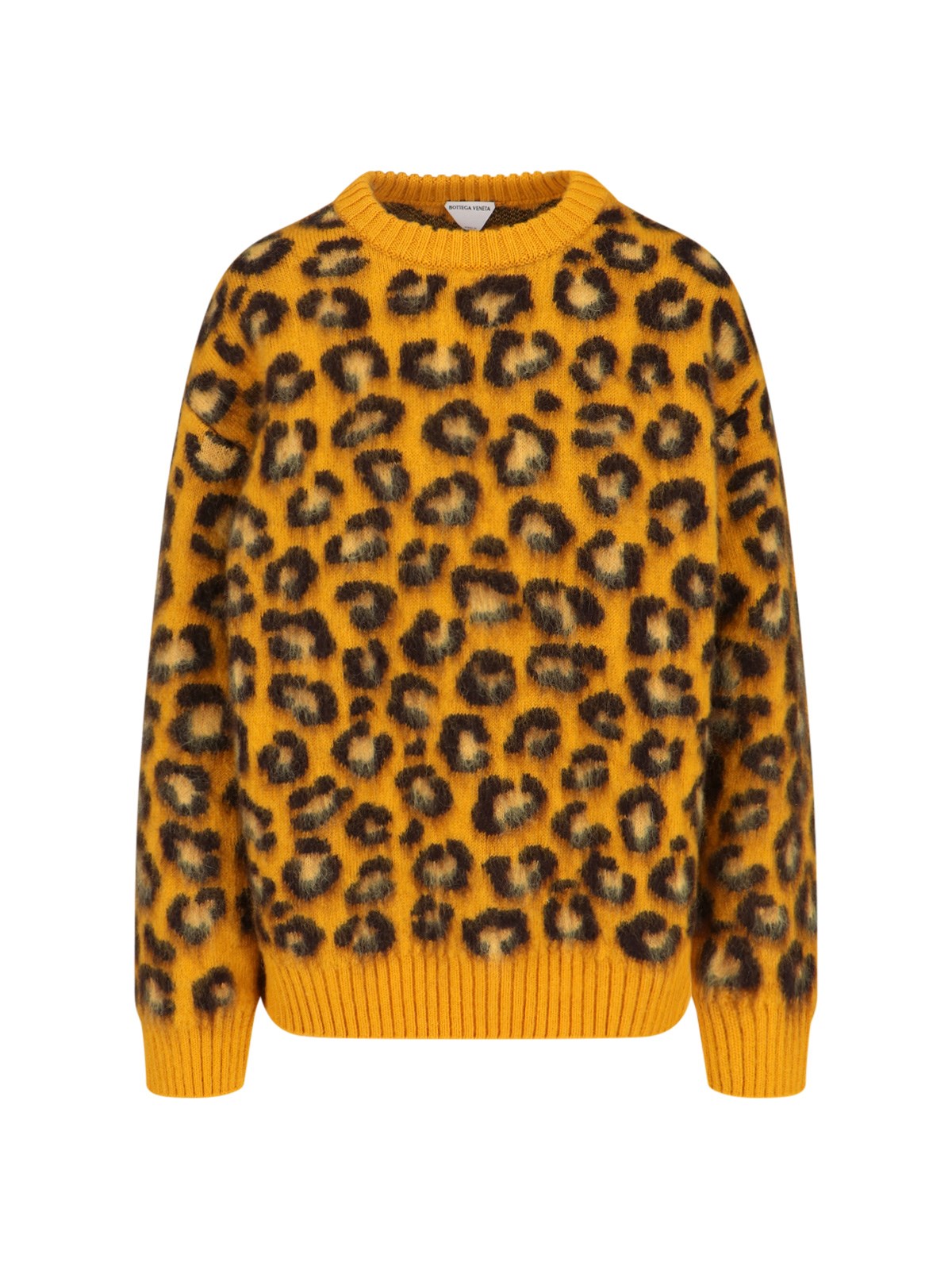 Bottega Veneta Leopard Printed Crewneck Jumper In Yellow