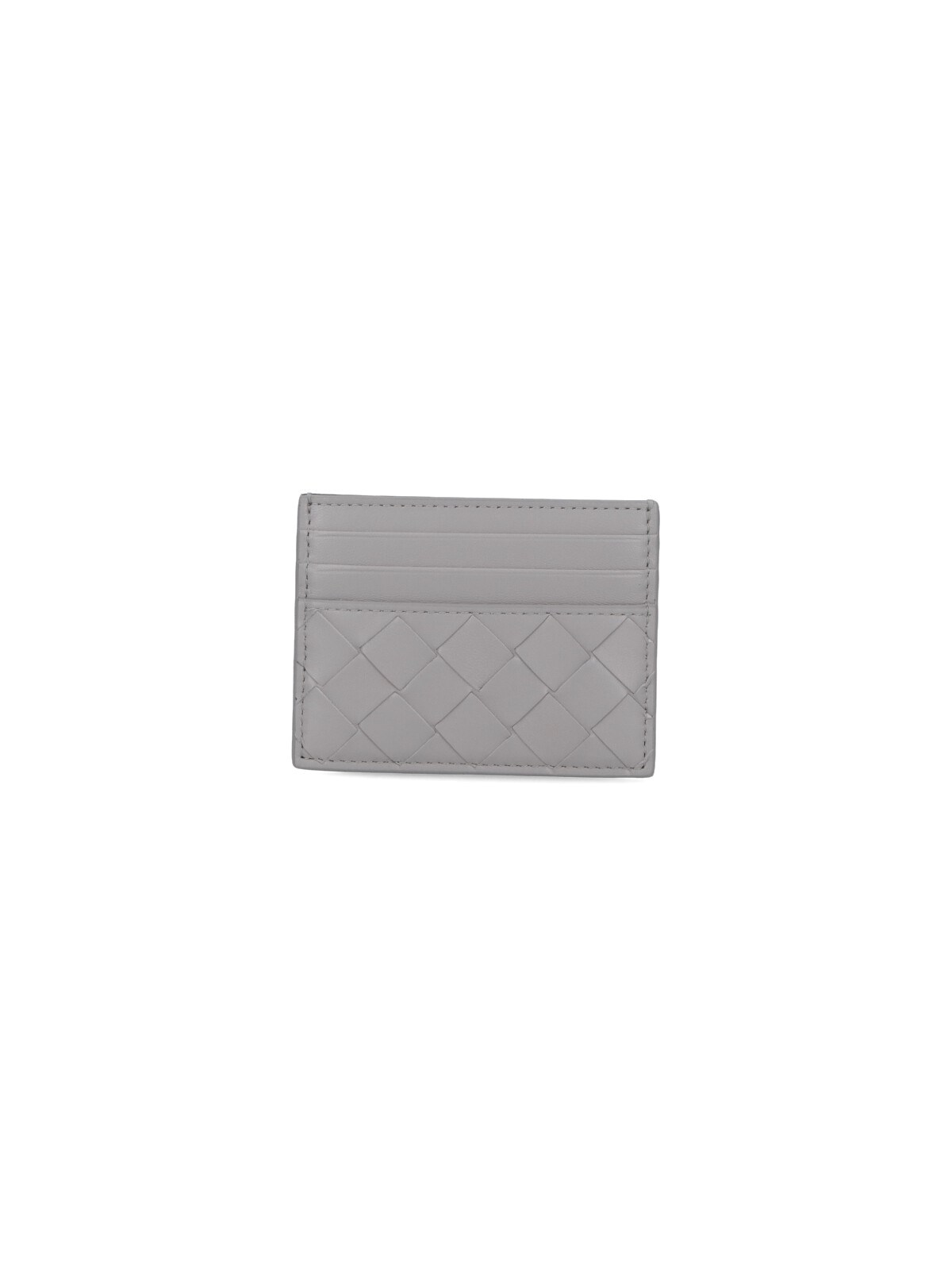 Bottega Veneta Woven Two-tone Card Holder In Gray