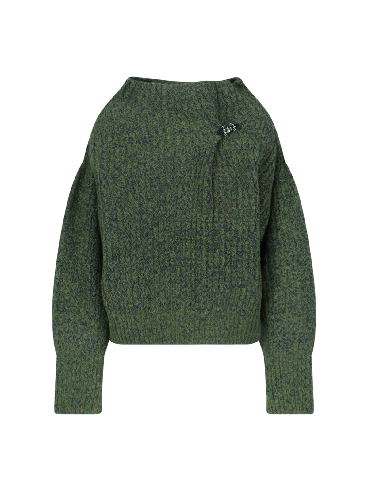 Dries Van Noten Teubina Embellished Oversize Sweater In Green