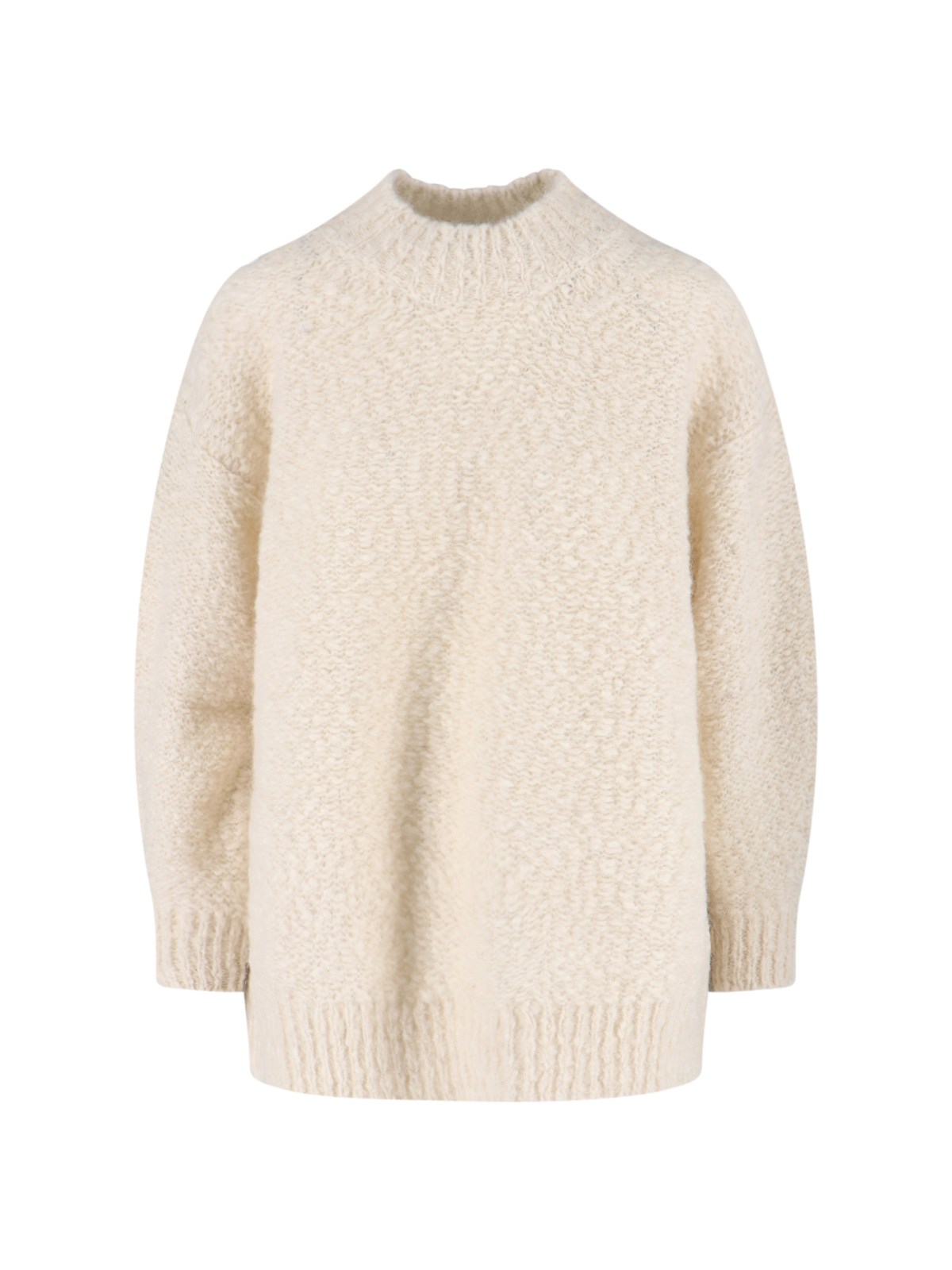 Isabel Marant Relaxed Fit High Neck Sweater With Longer Hem In White