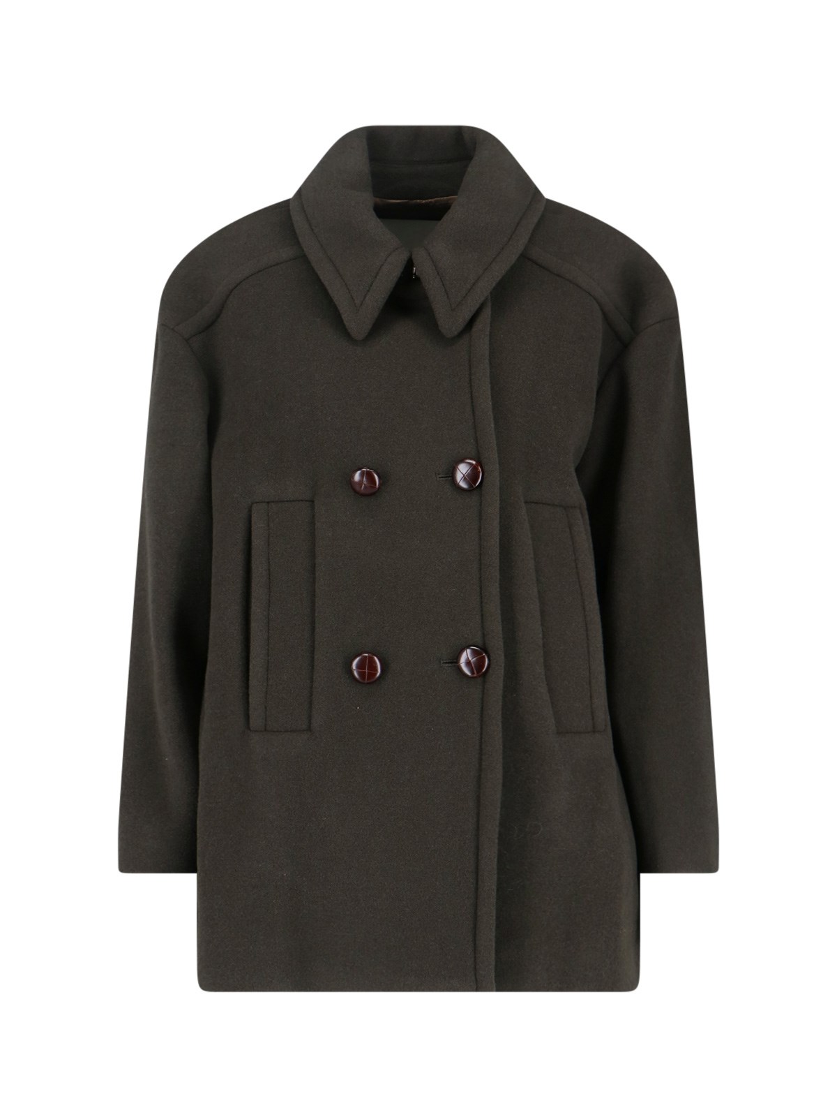 Isabel Marant Double-breasted Green Jacket With Structured Collar And Large Buttons In Green