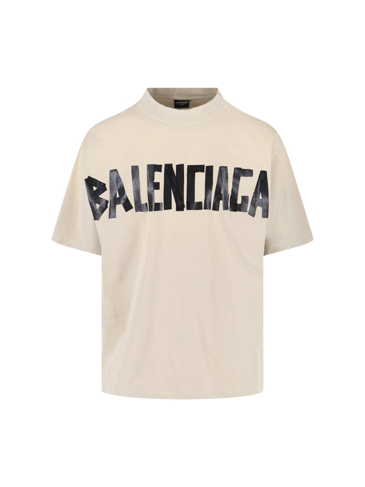 Balenciaga Men Beige Tape Type Medium Fit T-shirt In Neutral