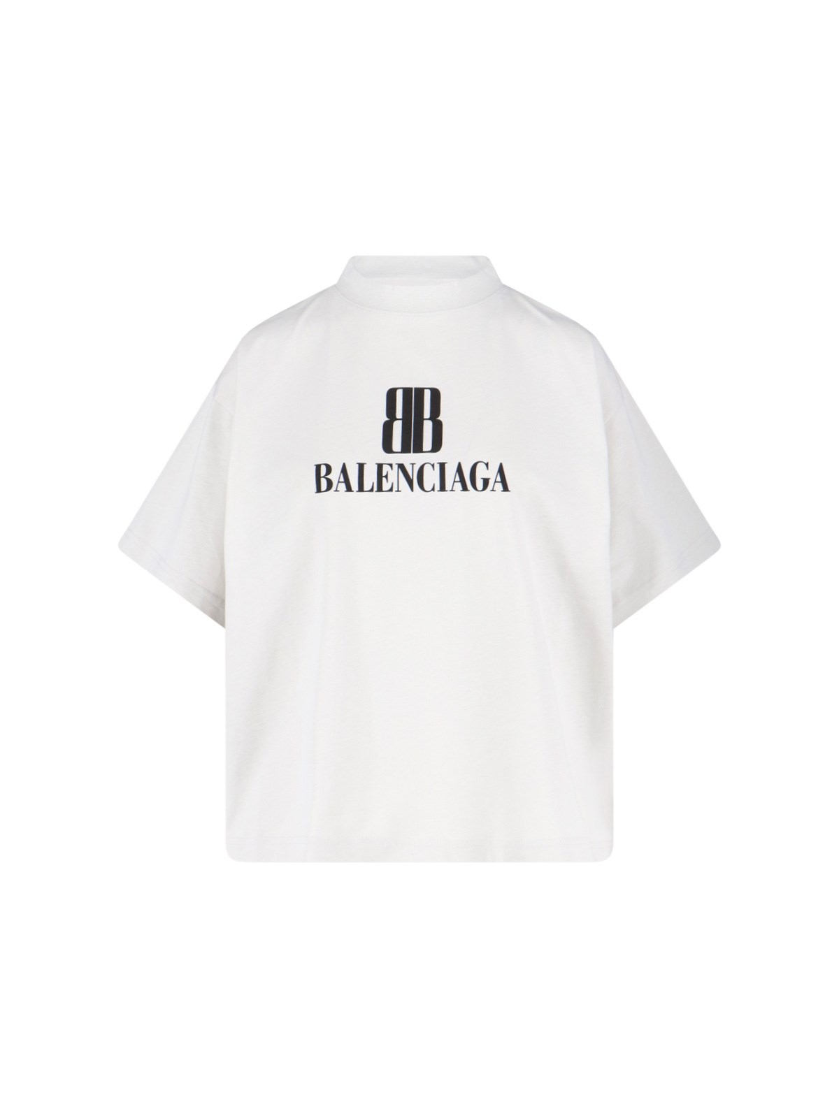 Balenciaga Cotton Tshirt With Logo Print In White