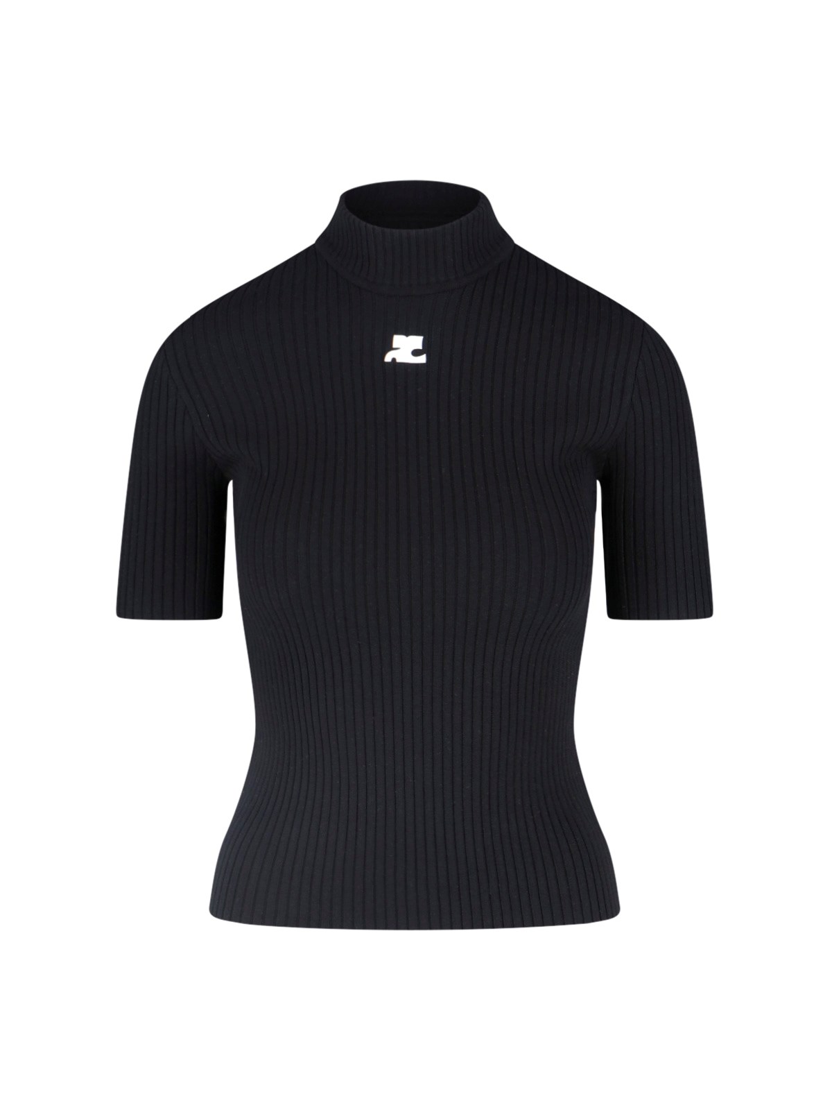 Courrèges Reedition Short Sleeves Rib Knit Sweater