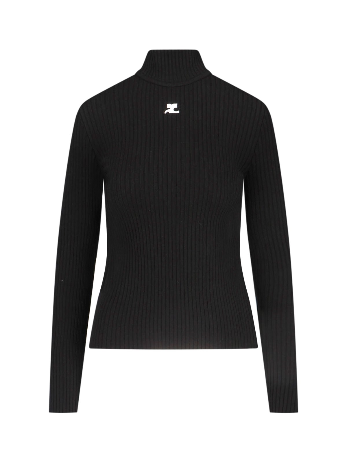 Courrèges Logo Turtleneck Sweater In Black