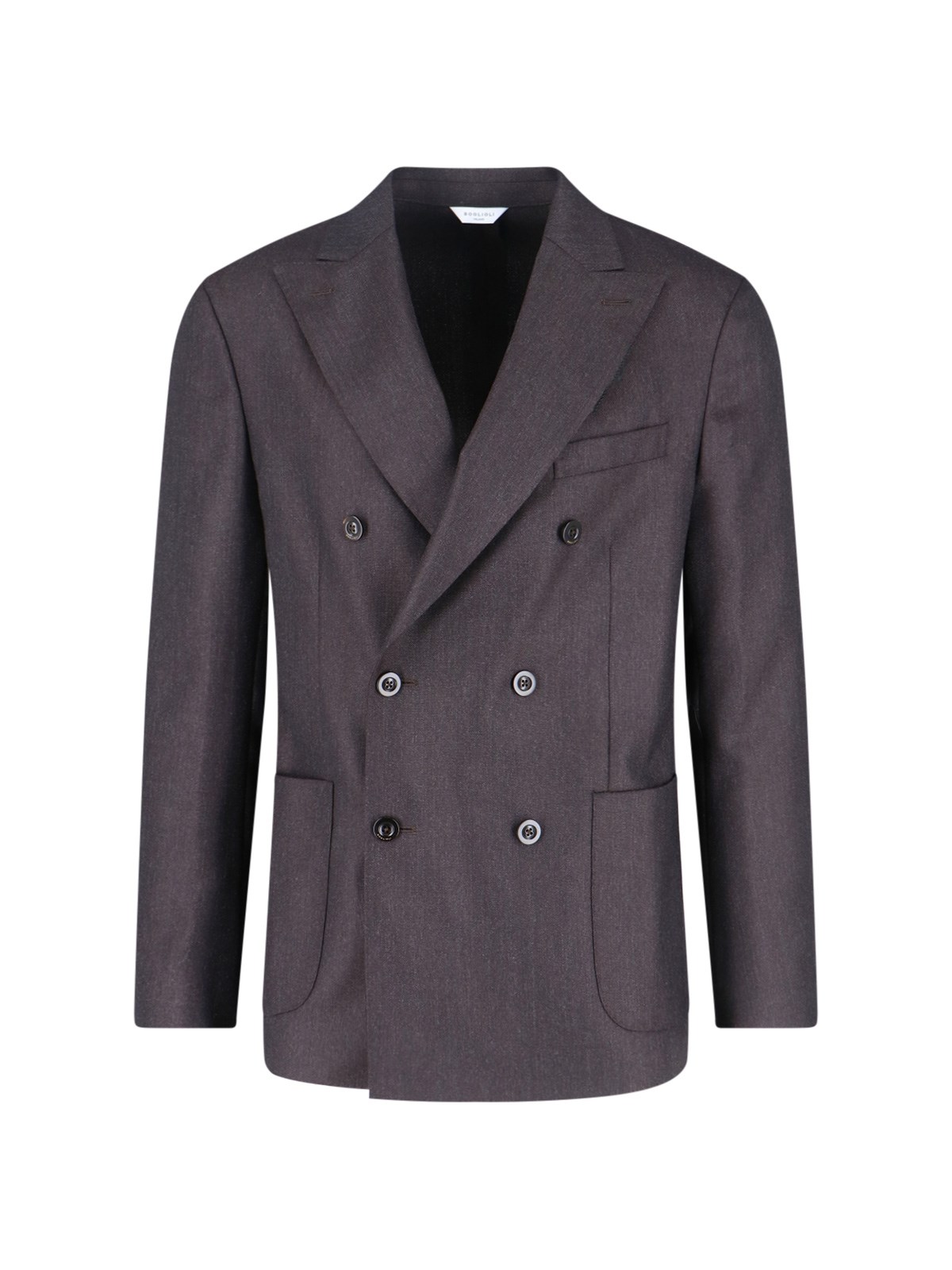 Boglioli Double-breasted Blazer Flap Pockets In Brown