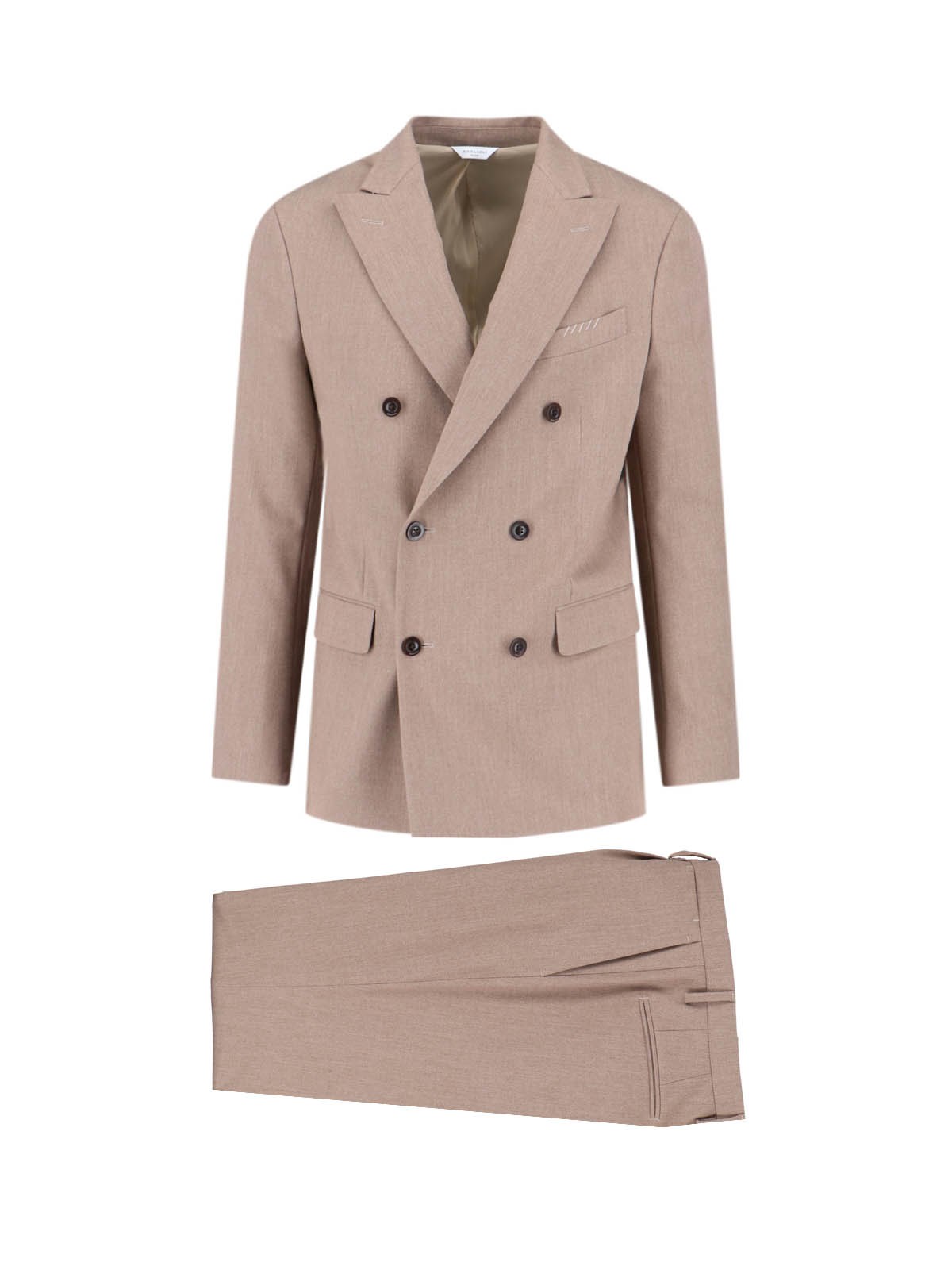 Boglioli Tailored Double-breasted Suit With Notched Lapel And Textured Fabric In Brown