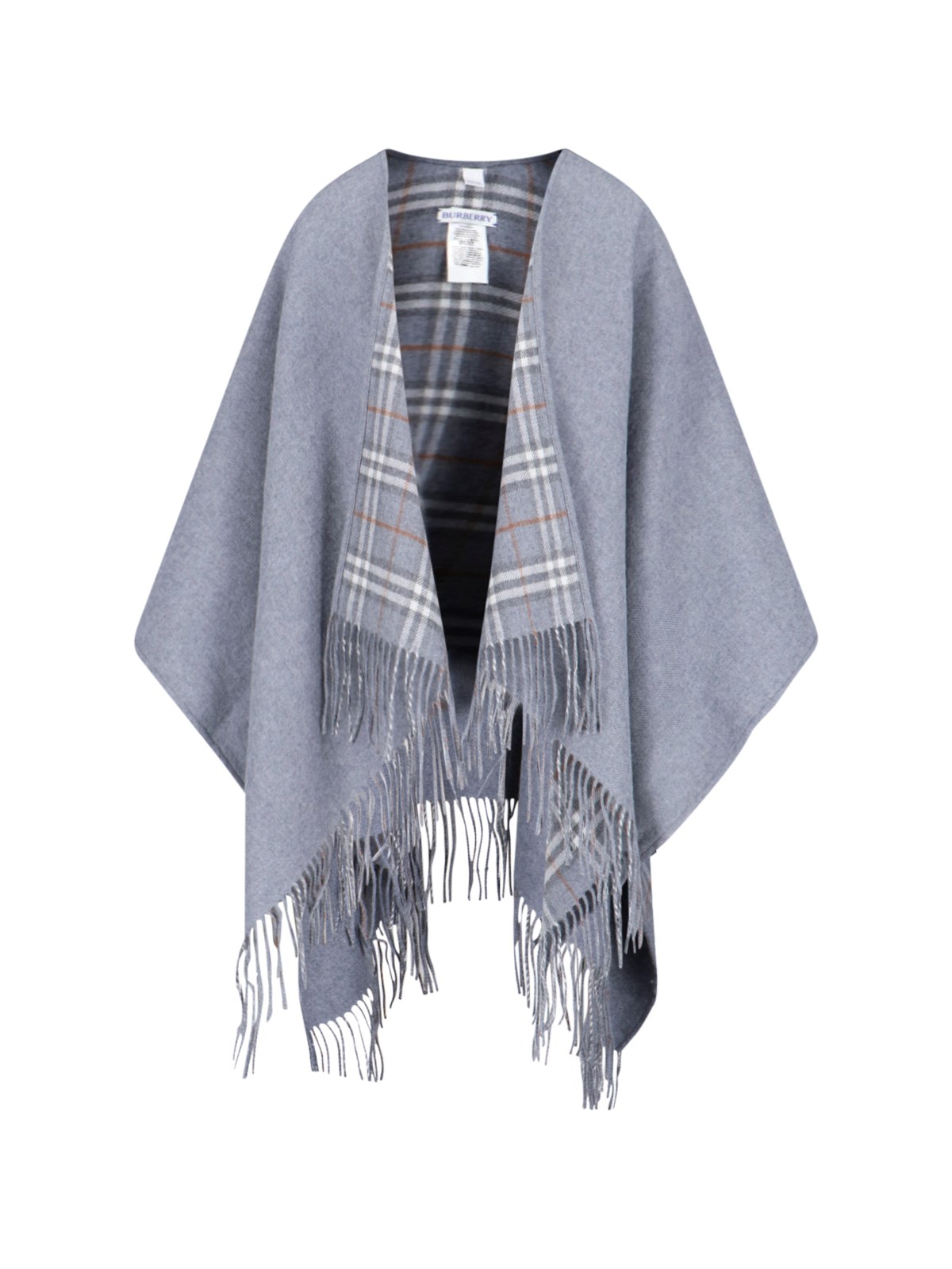 Burberry Reversible Merino Wool Cape In Gray