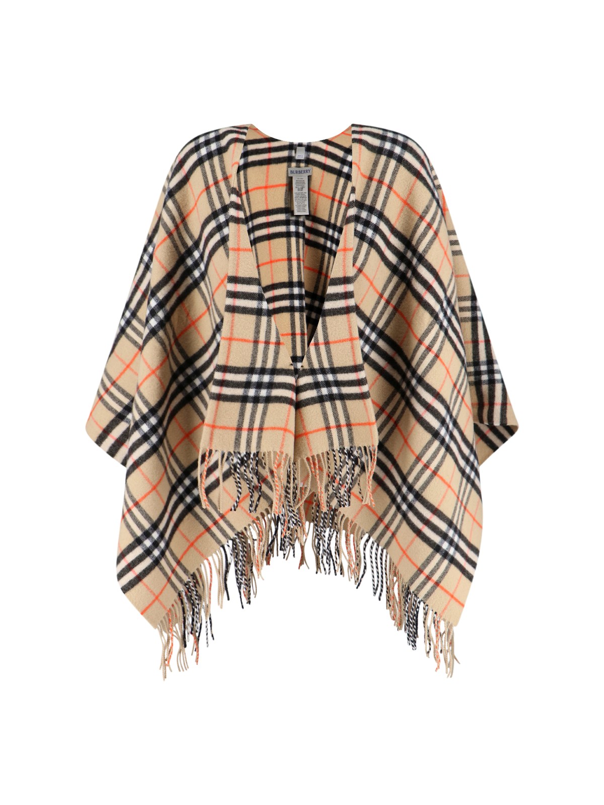 Burberry Wool Cashmere Checked Cape In Pattern