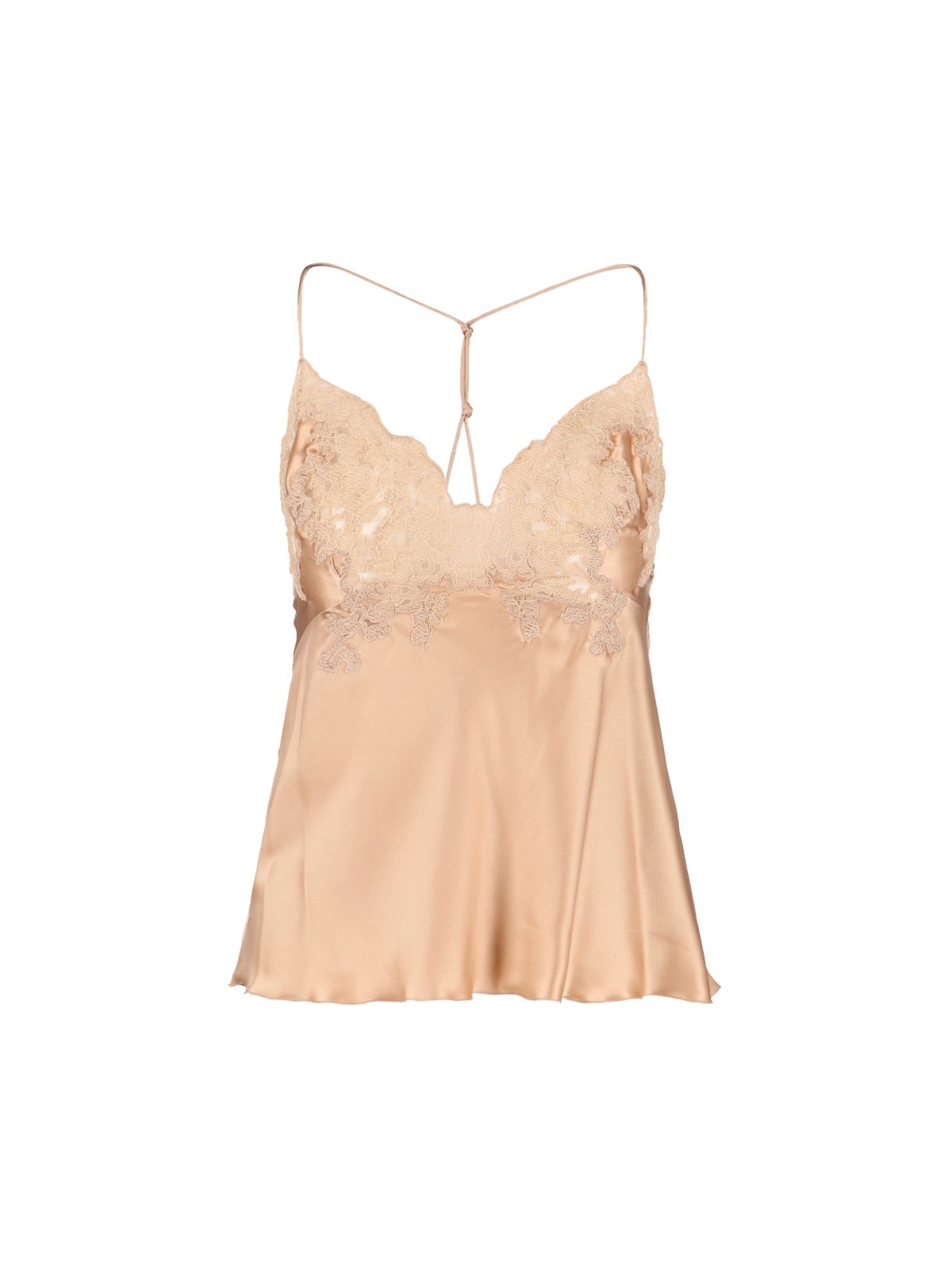 Ermanno Scervino Sleeved Top With Lace And Satin In Neutral