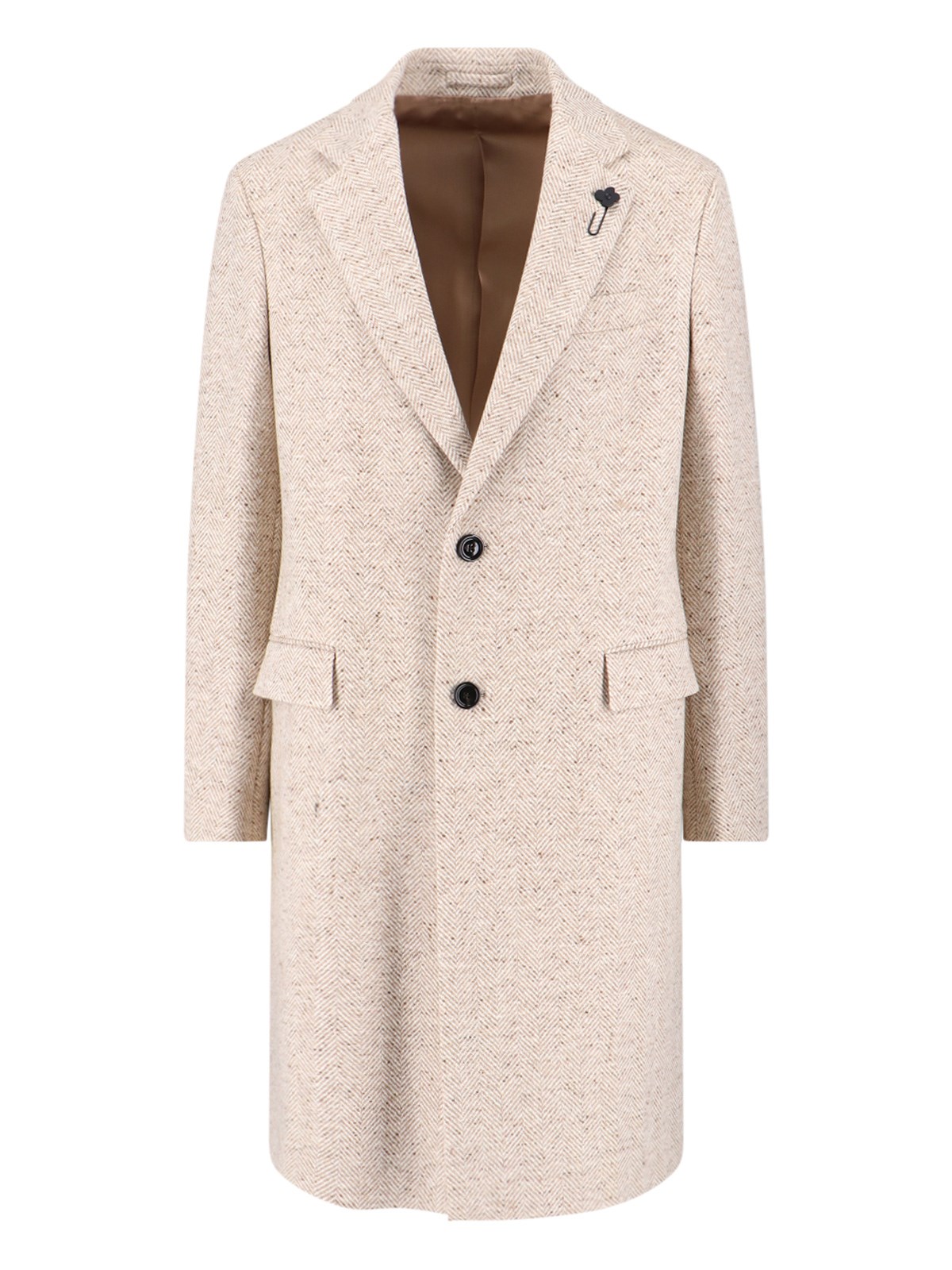 Lardini Single-breasted Jacket With Notch Lapel And Back Vent In Sand