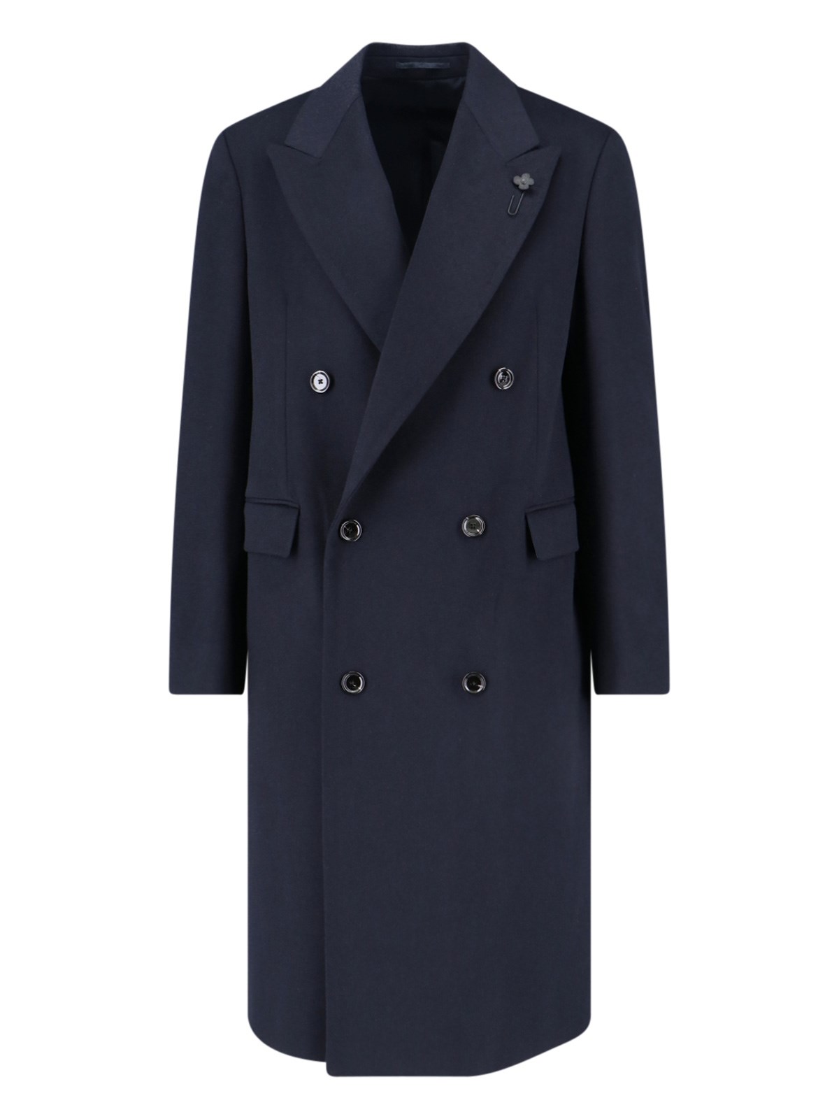 Lardini Buttoned Longline Jacket Notched Lapel In Blue