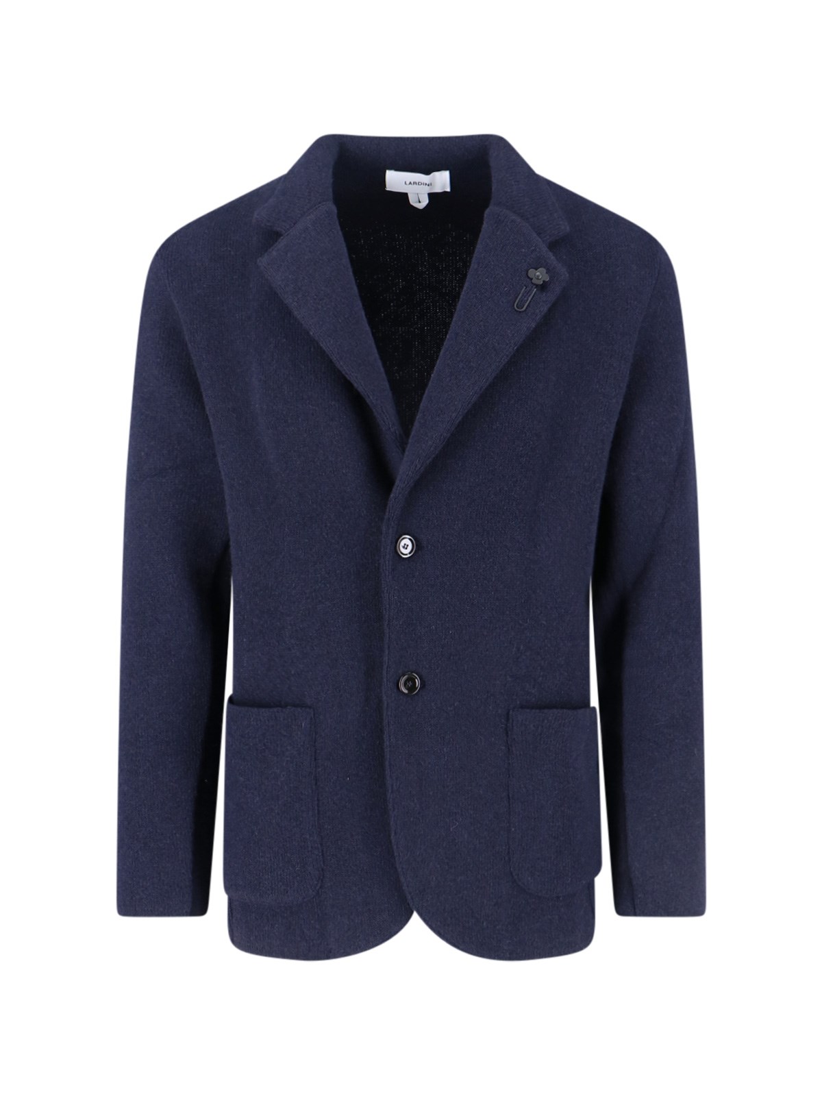 Lardini Tailored Jacket With Decorative Pin And Pockets In Blue