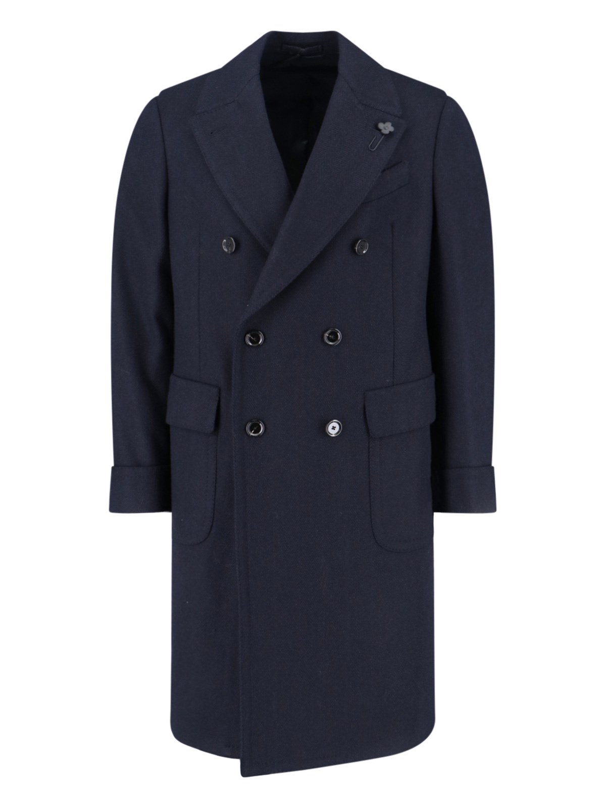 Lardini Double-breasted Jacket With Notch Lapel And Back Vent In Blue