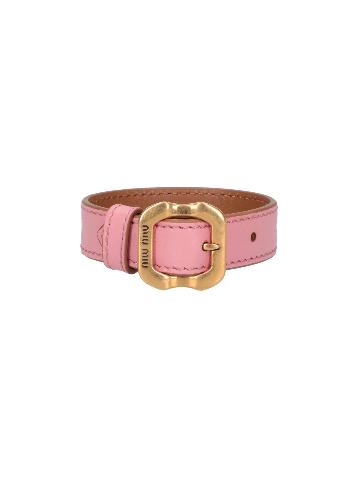 Miu Miu Leather Bracelet With Buckle In Pink