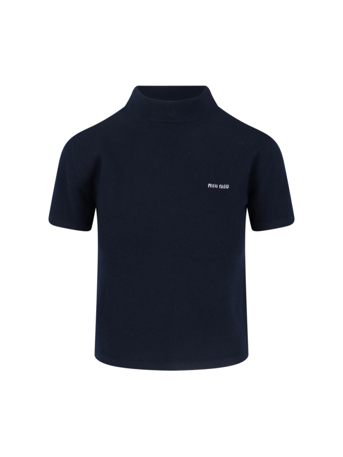 Miu Miu Cashmere Cropped Sweater In Blue