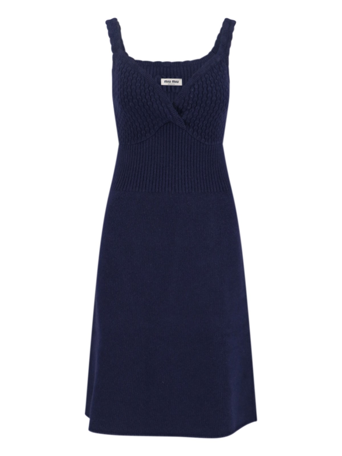 Miu Miu Virgin Wool Midi Dress In Blue