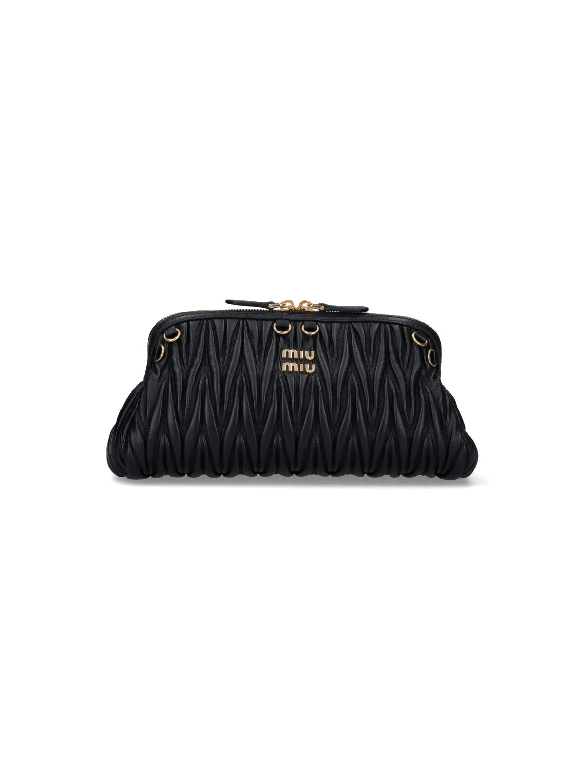Miu Miu Matelassé Leather Pouch In Black