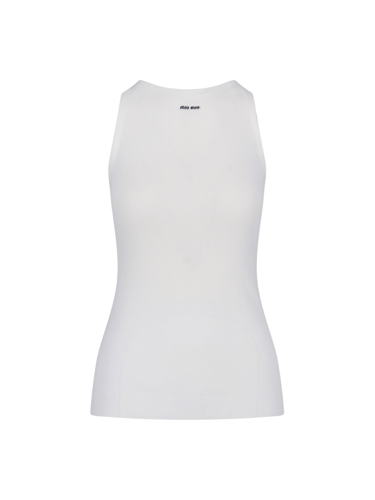 Miu Miu Cotton Knit Tank Top In White