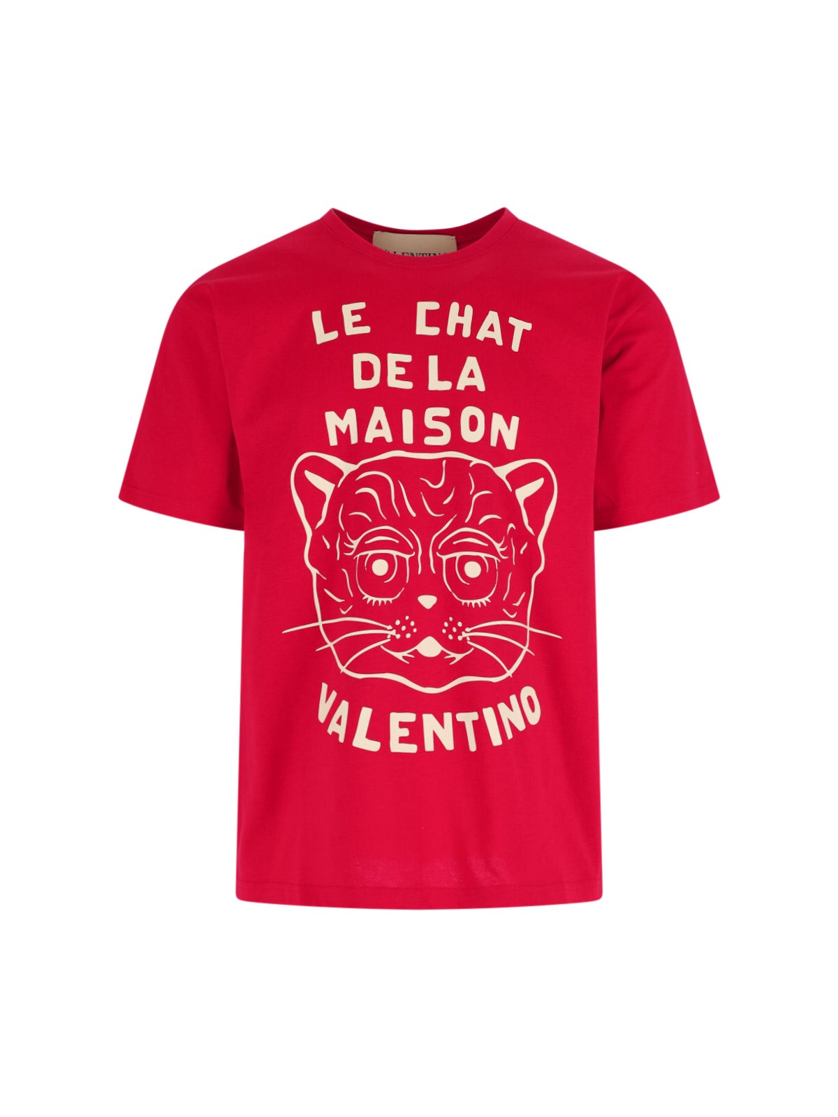Valentino Garavani T-shirt With Le Chat De La Maison Print In Red