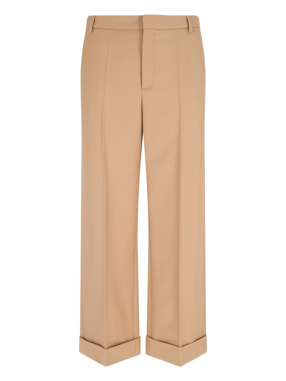 Valentino Wide-leg Trousers With Cuffed Hem And Pleats