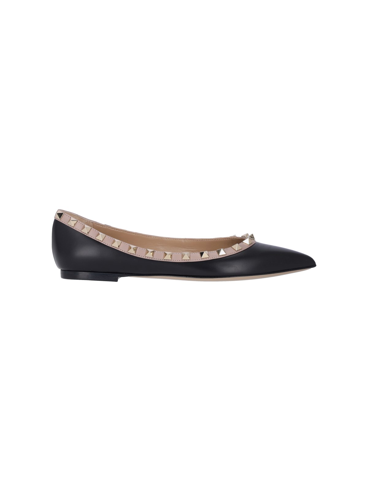 Valentino Leather Ballet Flats Rockstud Embellishment