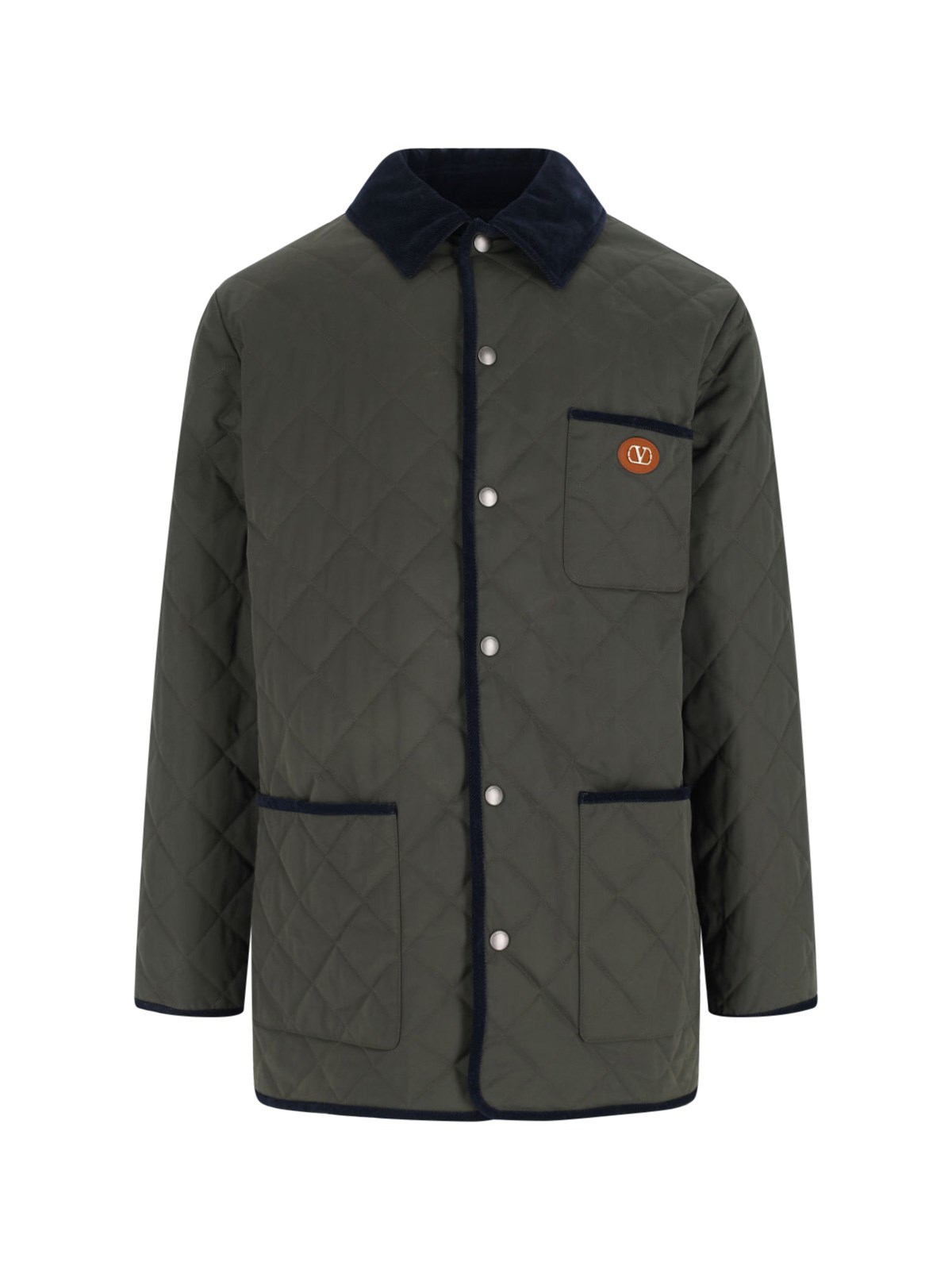 Valentino Garavani Olive Quilted Jacket With Vlogo Patch