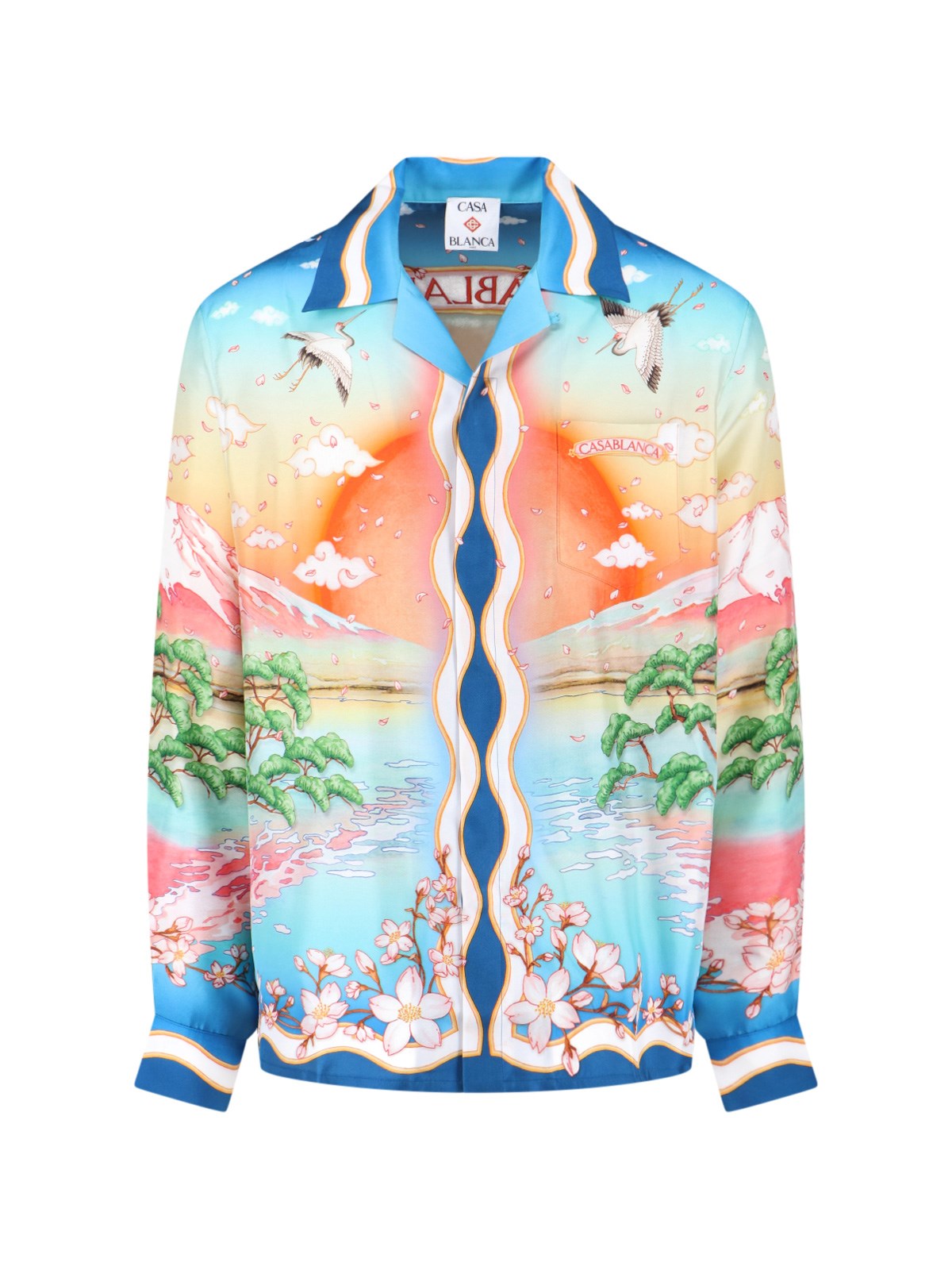Casablanca Tennis Club Convertible-collar Printed Silk-twill Shirt In Multi