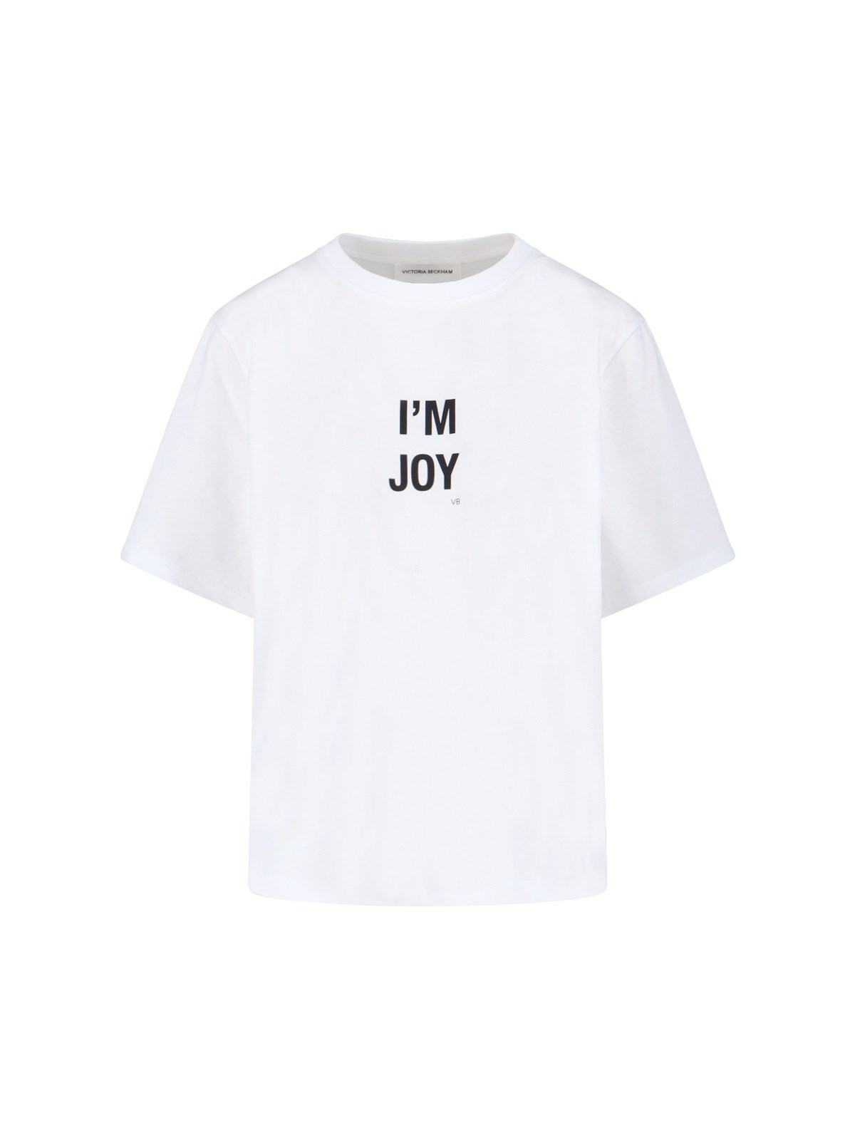 Victoria Beckham Graphic Print Crew Neck Short Sleeve Top In White