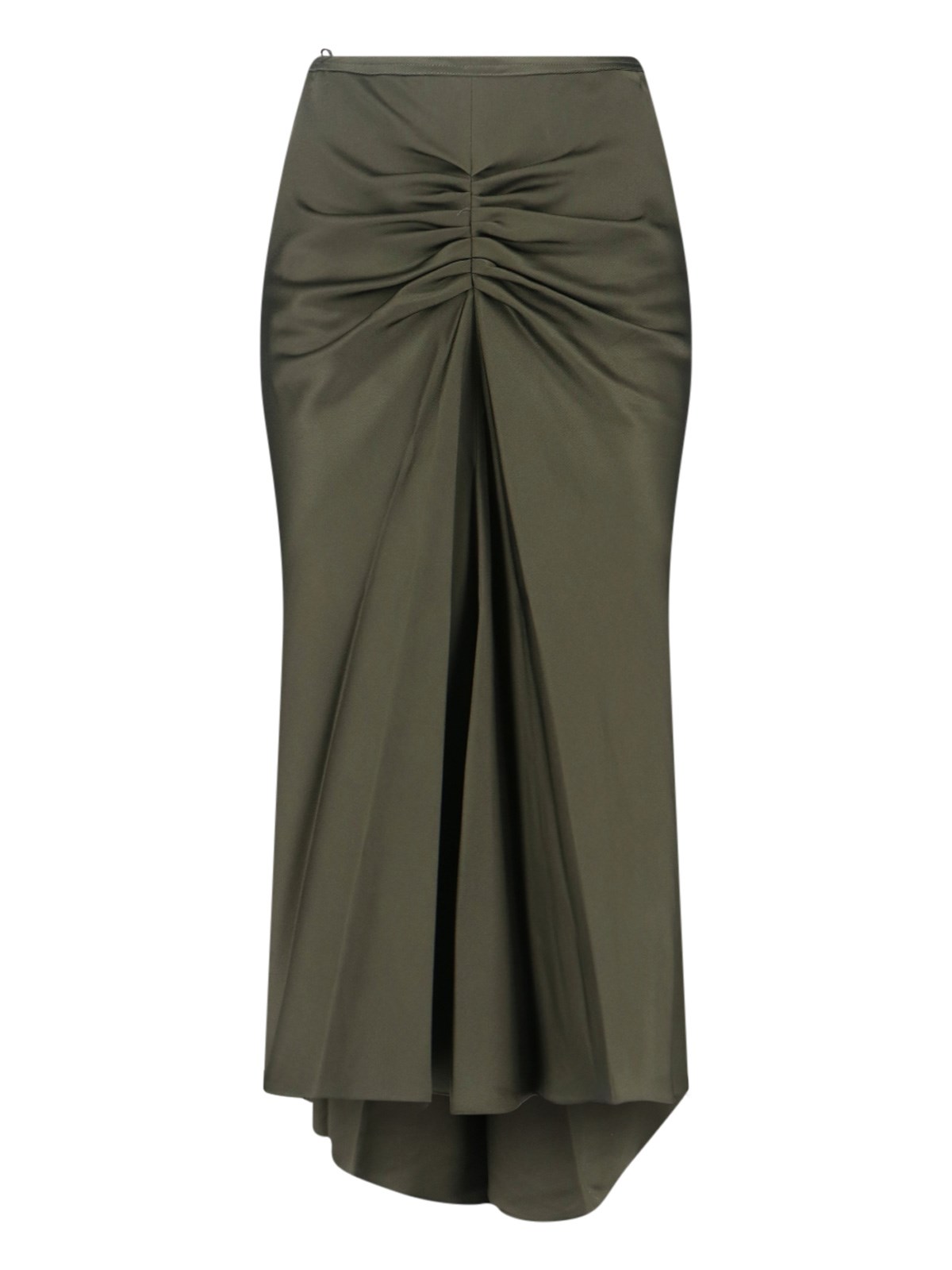 Victoria Beckham Midi Skirt With Asymmetric Hem And Ruched Detail In Green
