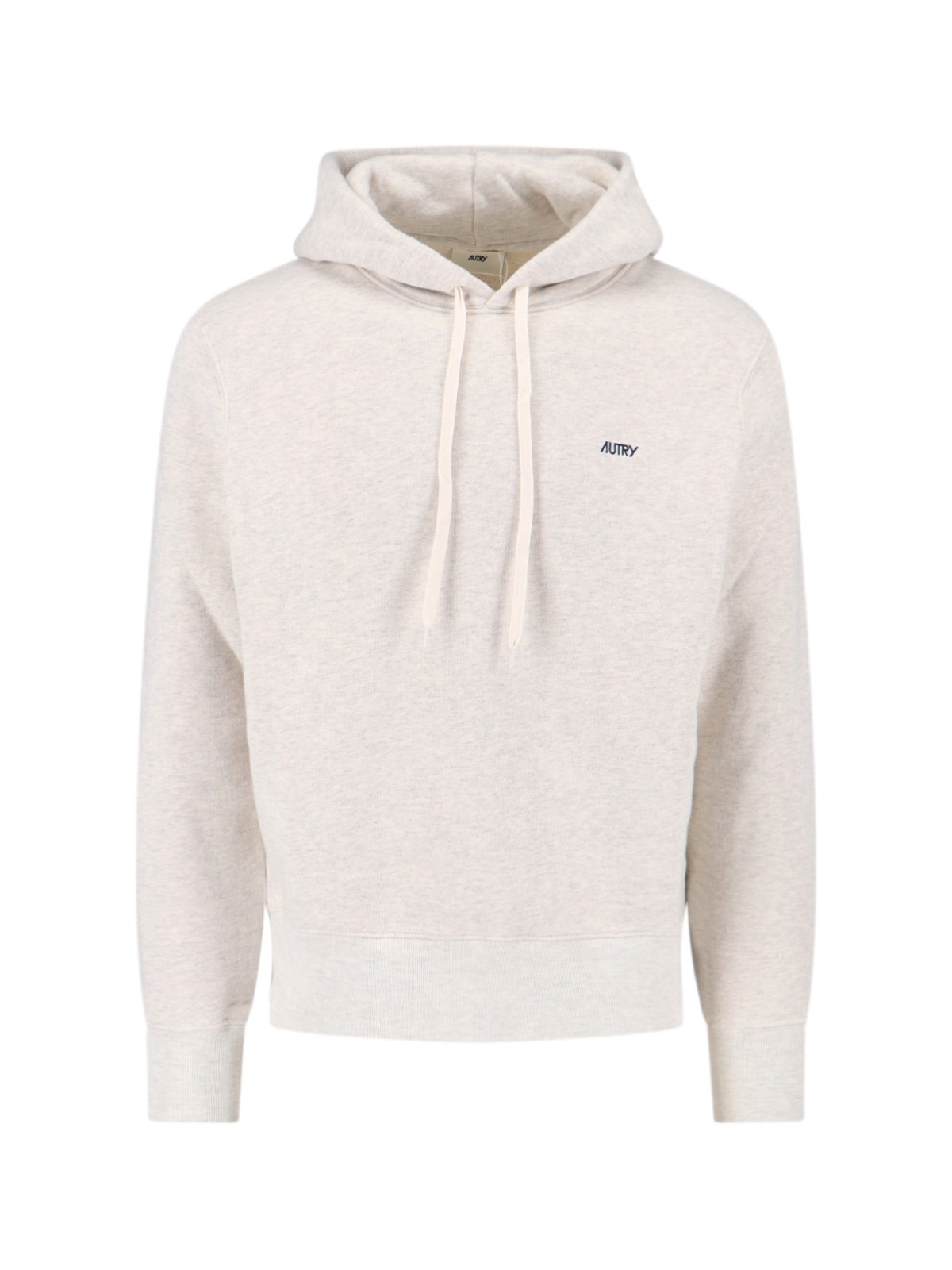 Autry Cropped Light Grey Hoodie Sweater With Relaxed Fit In Multi