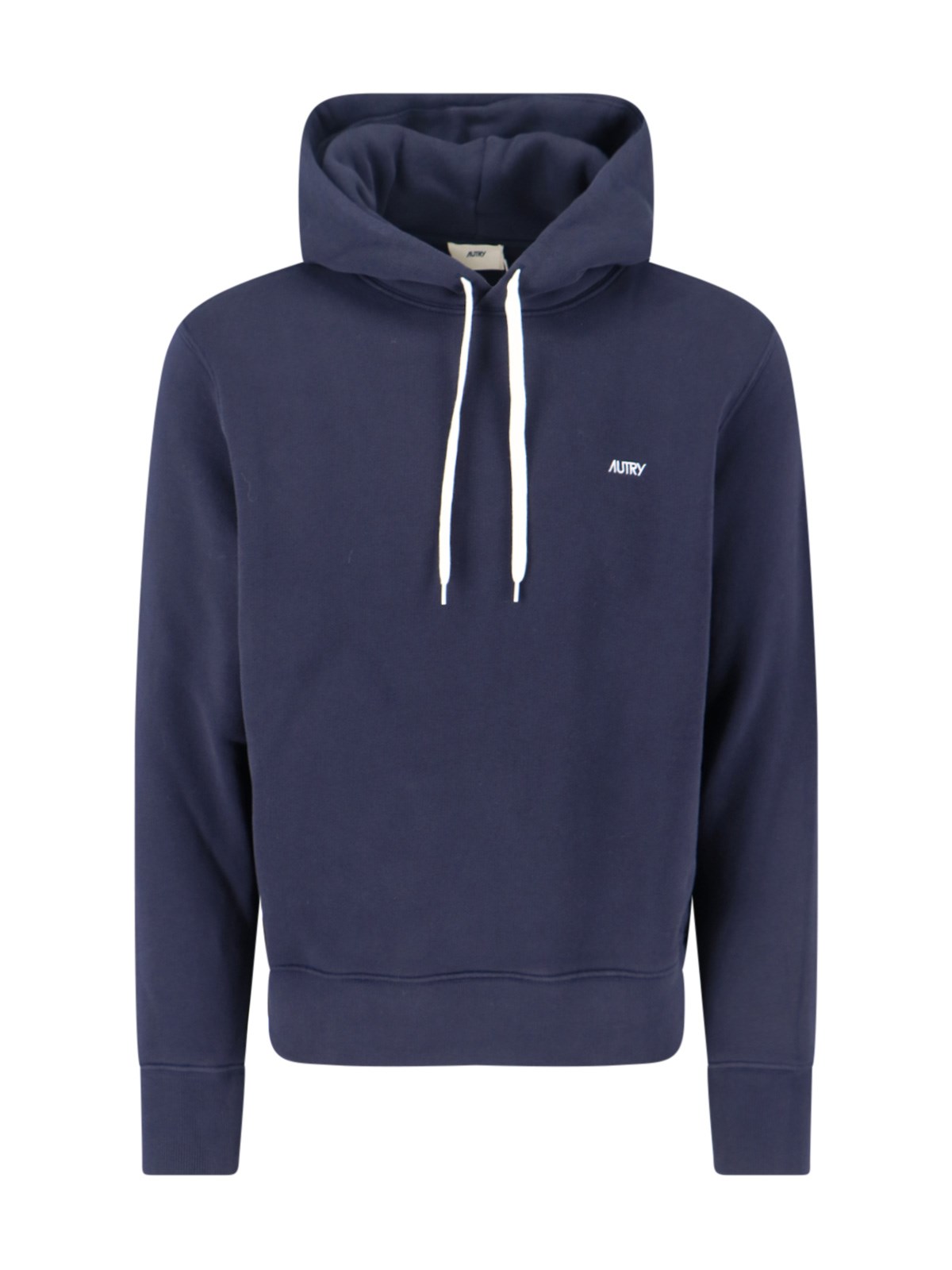 Autry Navy Cotton Hoodie With Drawstring Hood And Contrast Logo In Blue